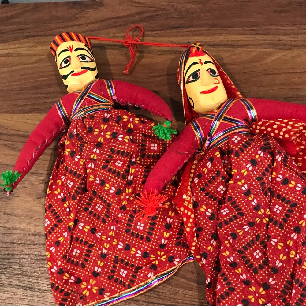 Handmade traditional Rajasthani wood puppets dolls (Kathputil)